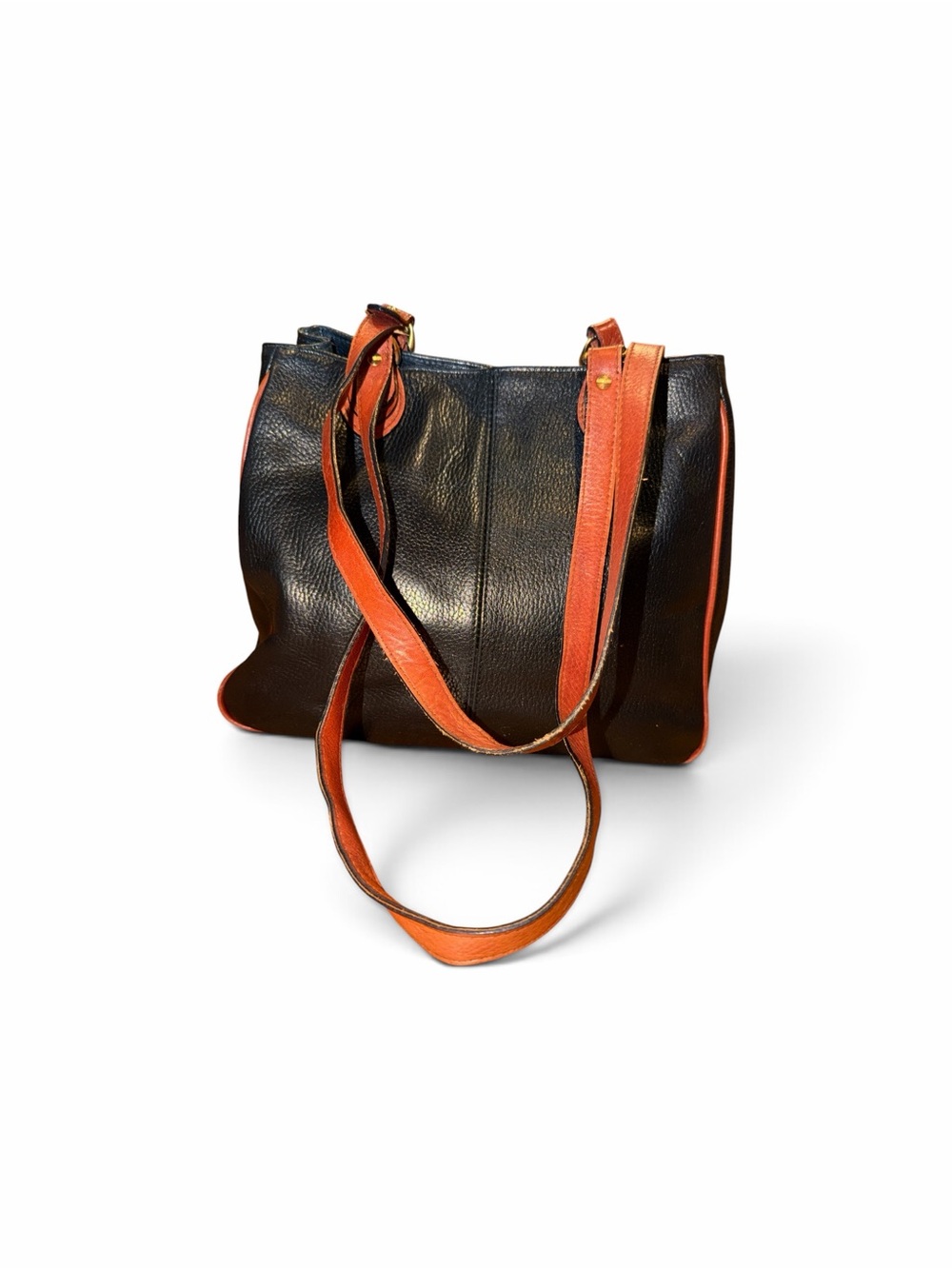 Vintage Etienne Aigner Black Shoulder Bag with Orange Trim - Picture 2 of 6